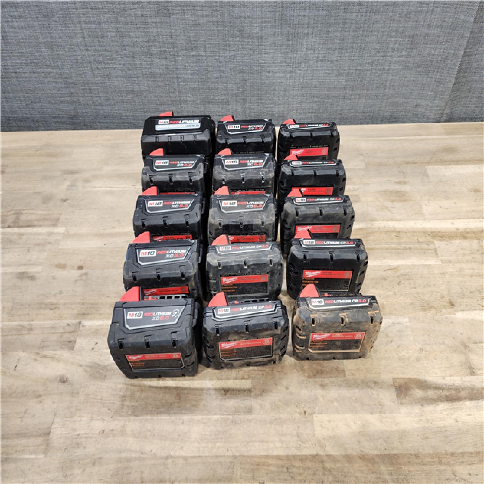 HOUSTON LOCATION - AS-IS MILWAUKEE BATTERY PACK QTY - 15