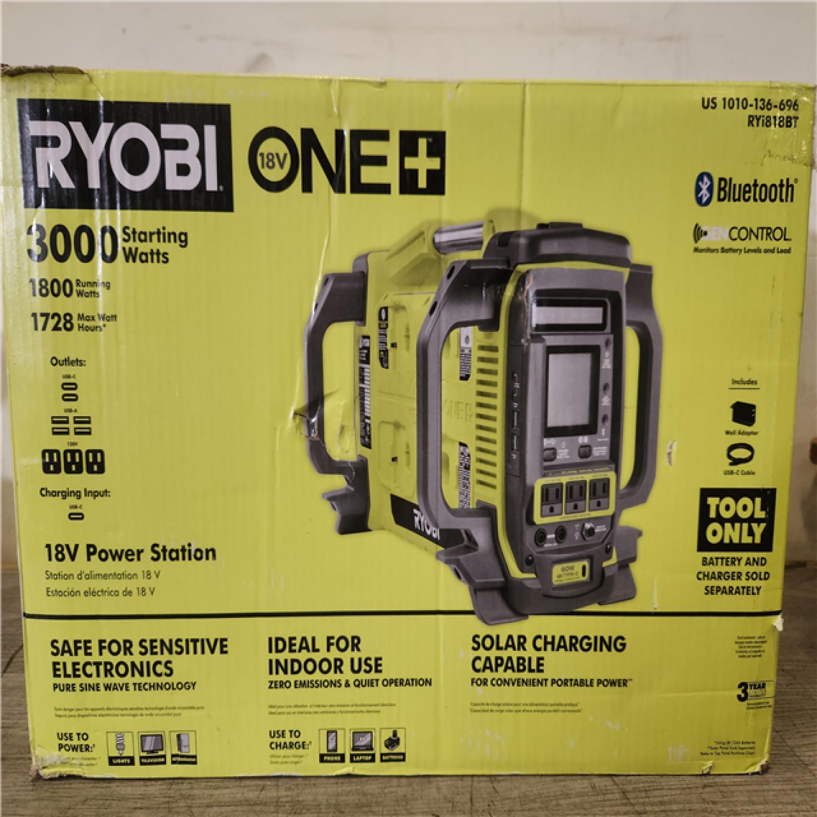 Phoenix NEW RYOBI 18V ONE+ 1800-Watt Portable Battery Inverter Power Station/8-Port Charger (Tool Only)