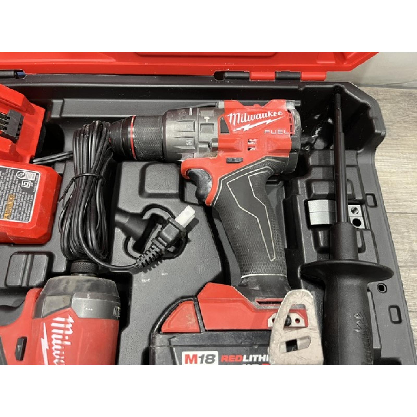 AS-IS Milwaukee FUEL 18V Lithium-Ion Brushless Cordless Hammer Drill and Impact Driver Combo Kit