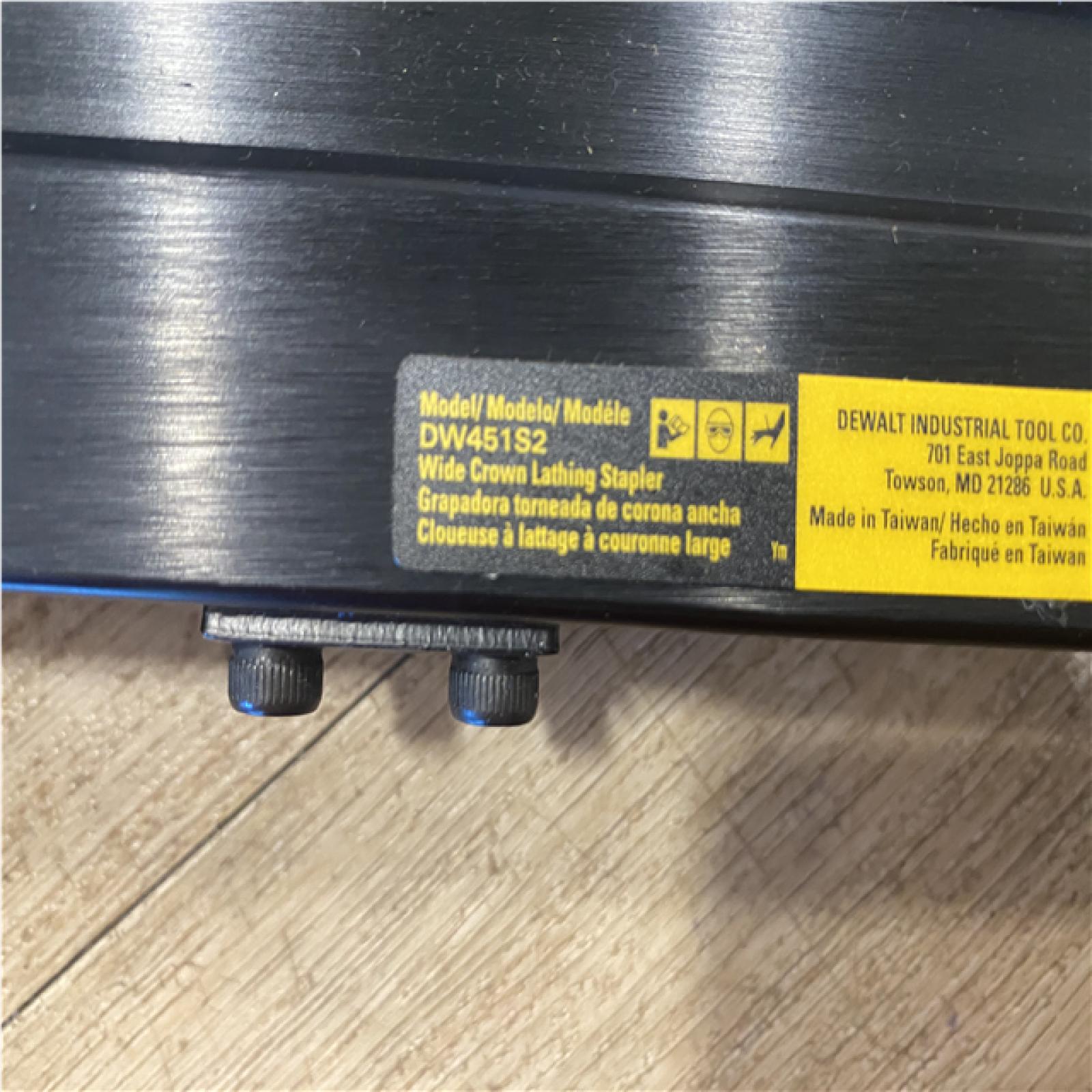 AS-IS DEWALT Corded Pneumatic 16-Gauge 1 in. Crown Lathing Stapler