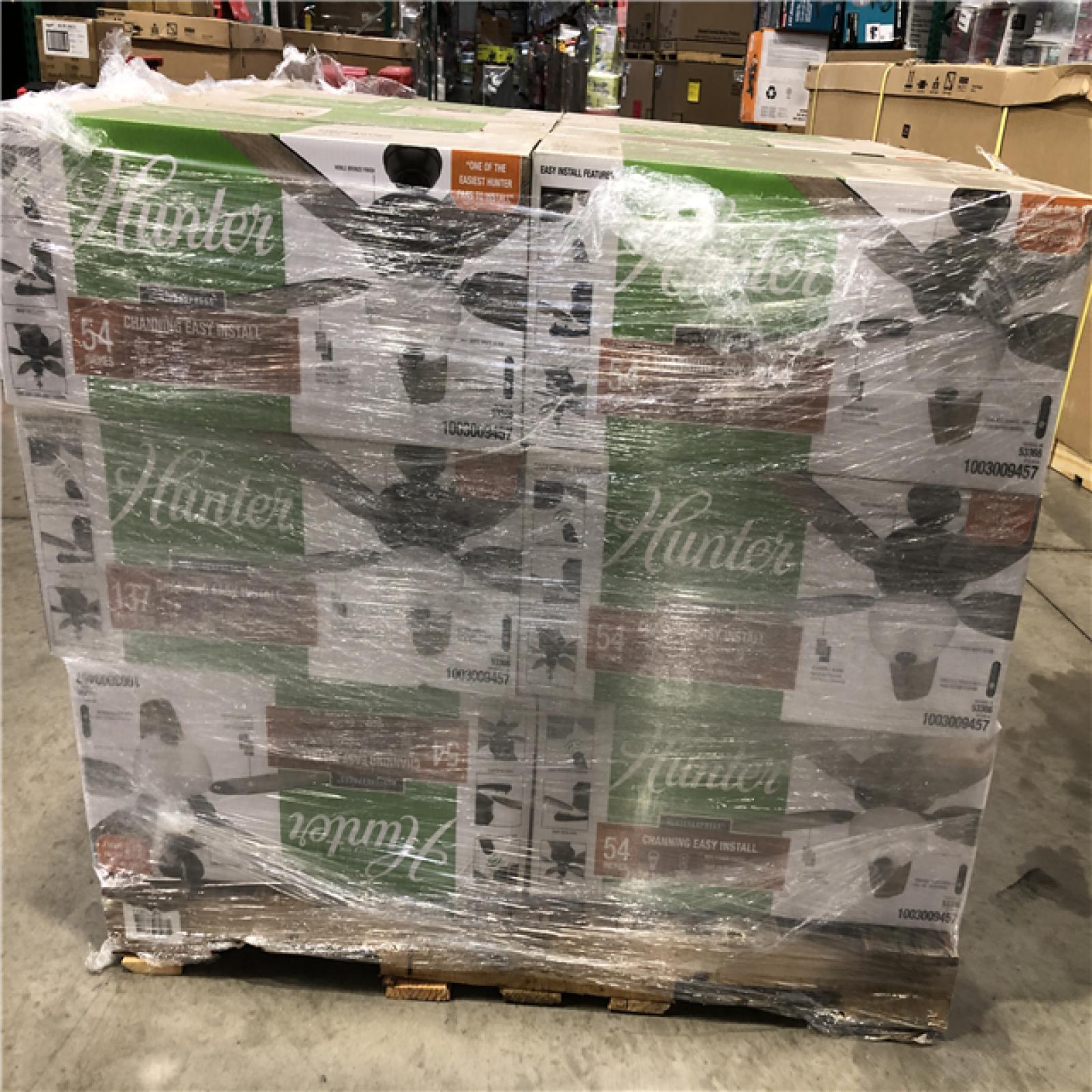 DALLAS LOCATION -NEW! Hunter Channing 54 in. Hunter Express Indoor Noble Bronze Ceiling Fan with Remote and Light Kit Included PALLET-(18 UNITS)