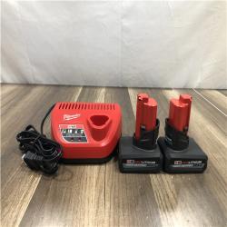 AS-IS Milwaukee 12V Lithium-Ion XC High Output 5.0 Ah Battery Pack (2-Pack) Starter Kit with Charger