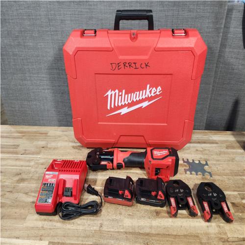Houston Location AS-IS Milwaukee 18V Lithium-Ion Cordless Short Throw Press Tool with 3 PEX Crimp Jaws Kit