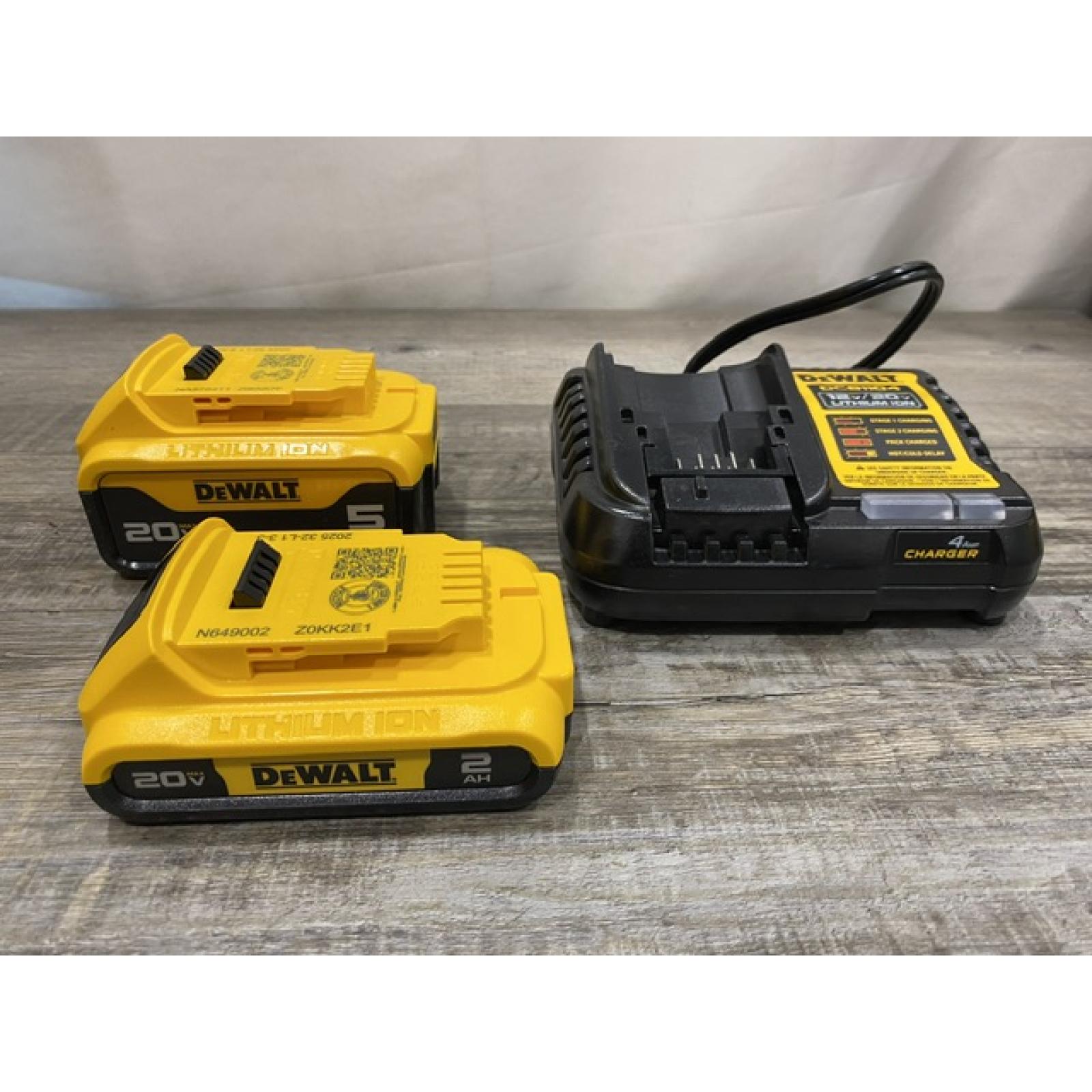 AS-IS DEWALT 20V MAX Lithium-Ion Battery Kit with 5.0Ah and 2.0Ah Battery and Charger