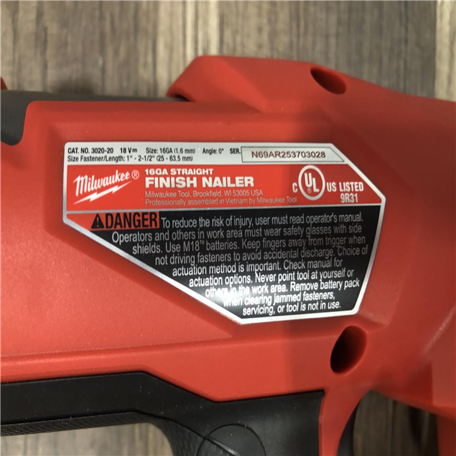 AS-IS Milwaukee FUEL 18-Volt Lithium-Ion Brushless Cordless Gen ll 16-Gauge Straight Finish Nailer (Tool Only)