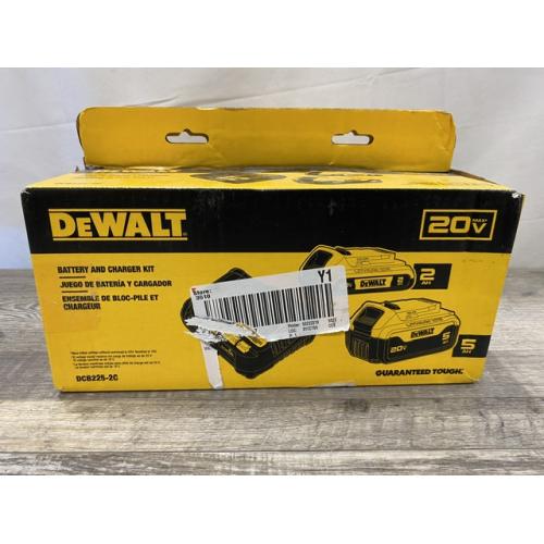 NEW - DEWALT 20V MAX Lithium-Ion Battery Kit with 5.0Ah and 2.0Ah Battery and Charger