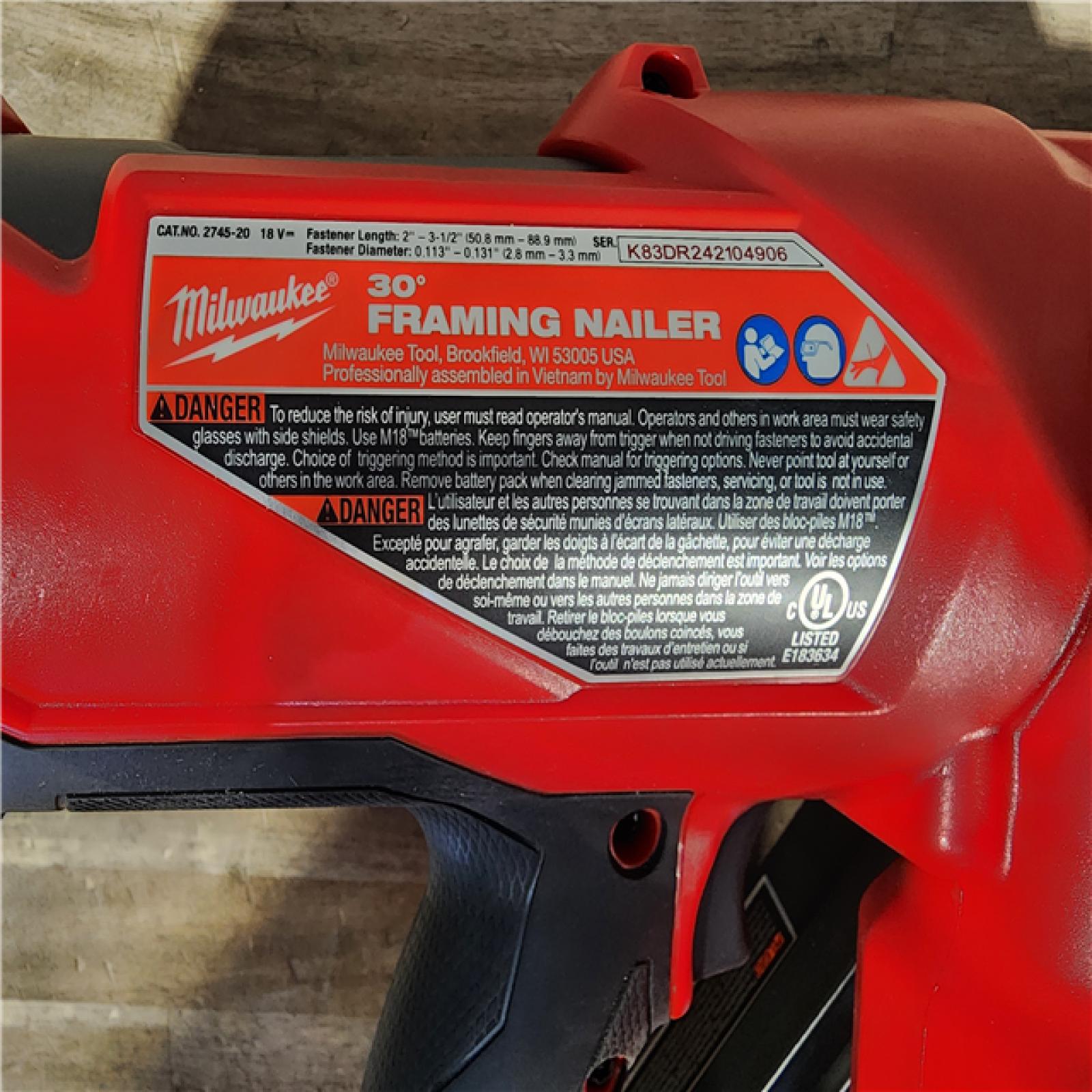 HOUSTON LOCATION - AS-IS Milwaukee M18 FUEL 30 Degree Framing Nailer (TOOL ONLY)