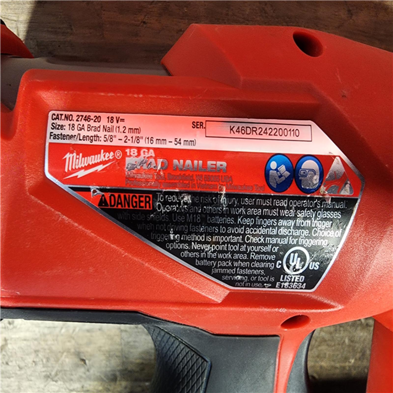 HOUSTON LOCATION - AS-IS Milwaukee M18 Fuel 18V Brushless 18-Gauge Brad Nailer 2746-20 (Bare Tool)