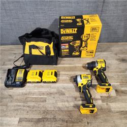 HOUSTON LOCATION - AS-IS Dewalt DCK225D2 20V MAX ATOMIC Brushless Compact Lithium-Ion 1/2 in. Cordless Drill Driver and 1/4 in. Impact Driver Combo Kit with 2 Batteries 2 Ah