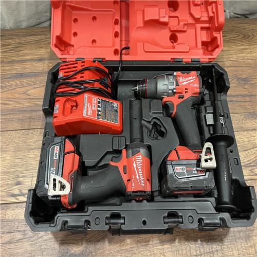 AS-IS Milwaukee M18 FUEL 18V Lithium-Ion Brushless Cordless Hammer Drill and Impact Driver Combo Kit (2-Tool) with 2 Batteries