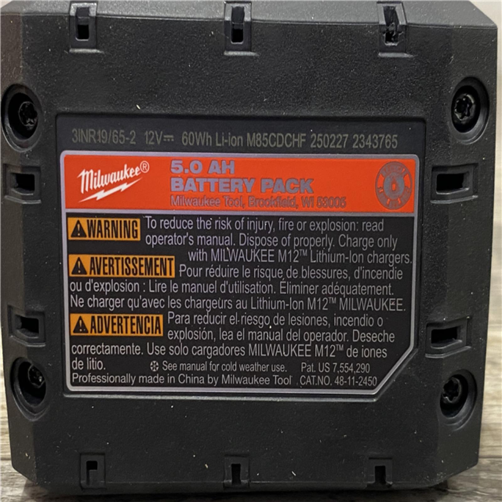 AS-IS Milwaukee 12V Lithium-Ion XC High Output 5.0 Ah Battery Pack (2-Pack) Starter Kit with Charger