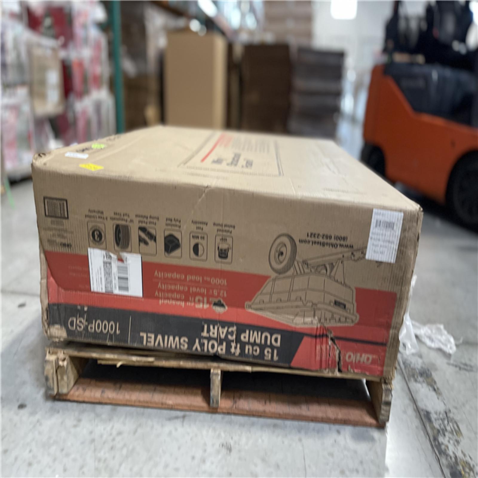 DALLAS LOCATION - Ohio Steel 15 cu. ft. Heaped 1000 lb. Poly Swivel Dump Cart