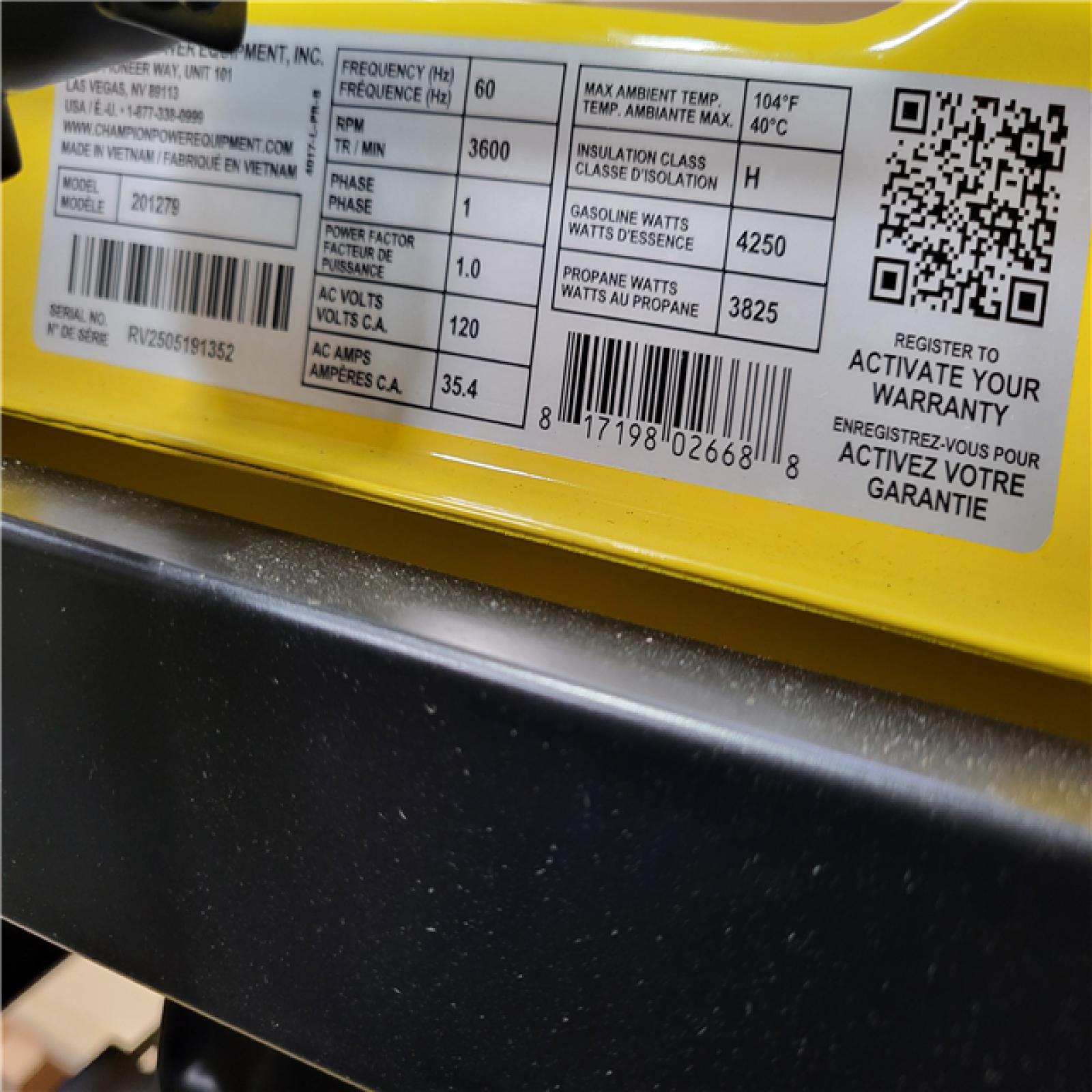 CALIFORNIA AS-IS CHAMPION PORTABLE GENERATOR