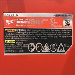 AS-IS Milwaukee FUEL 18-Volt Lithium-Ion Brushless Cordless 2 Gal. Electric Compact Quiet Compressor (Tool-Only)
