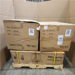 Phoenix NEW Halmuz 6-Piece Aluminum Patio Conversation Set with Armrest  55000 BTU Firepit Table and Grey Cushions