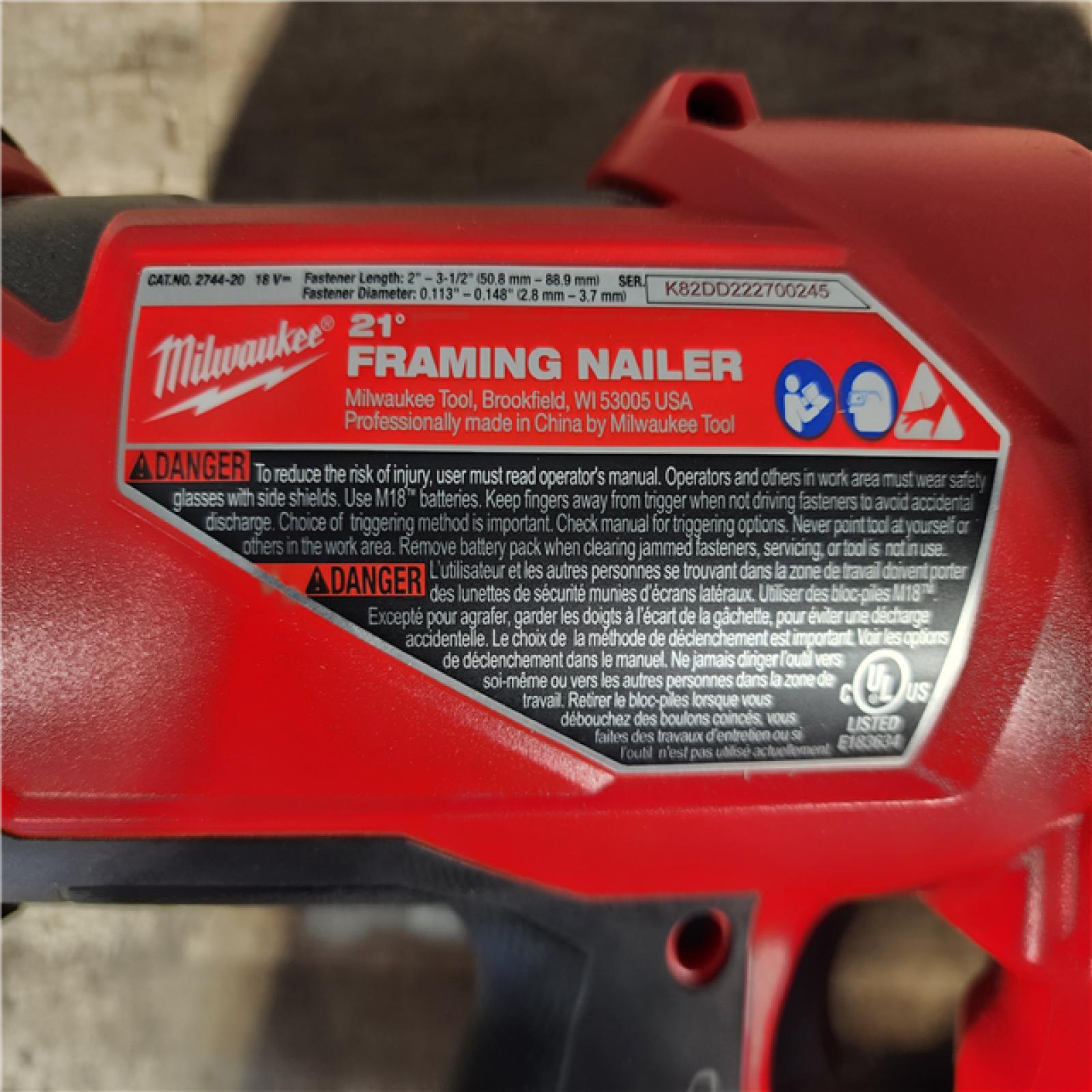 HOUSTON LOCATION - AS-IS Milwaukee 2744-20 M18 FUEL 3-1/2 in. 18V 21-Degree Lithium-Ion Brushless Cordless Framing Nailer (Tool-Only)