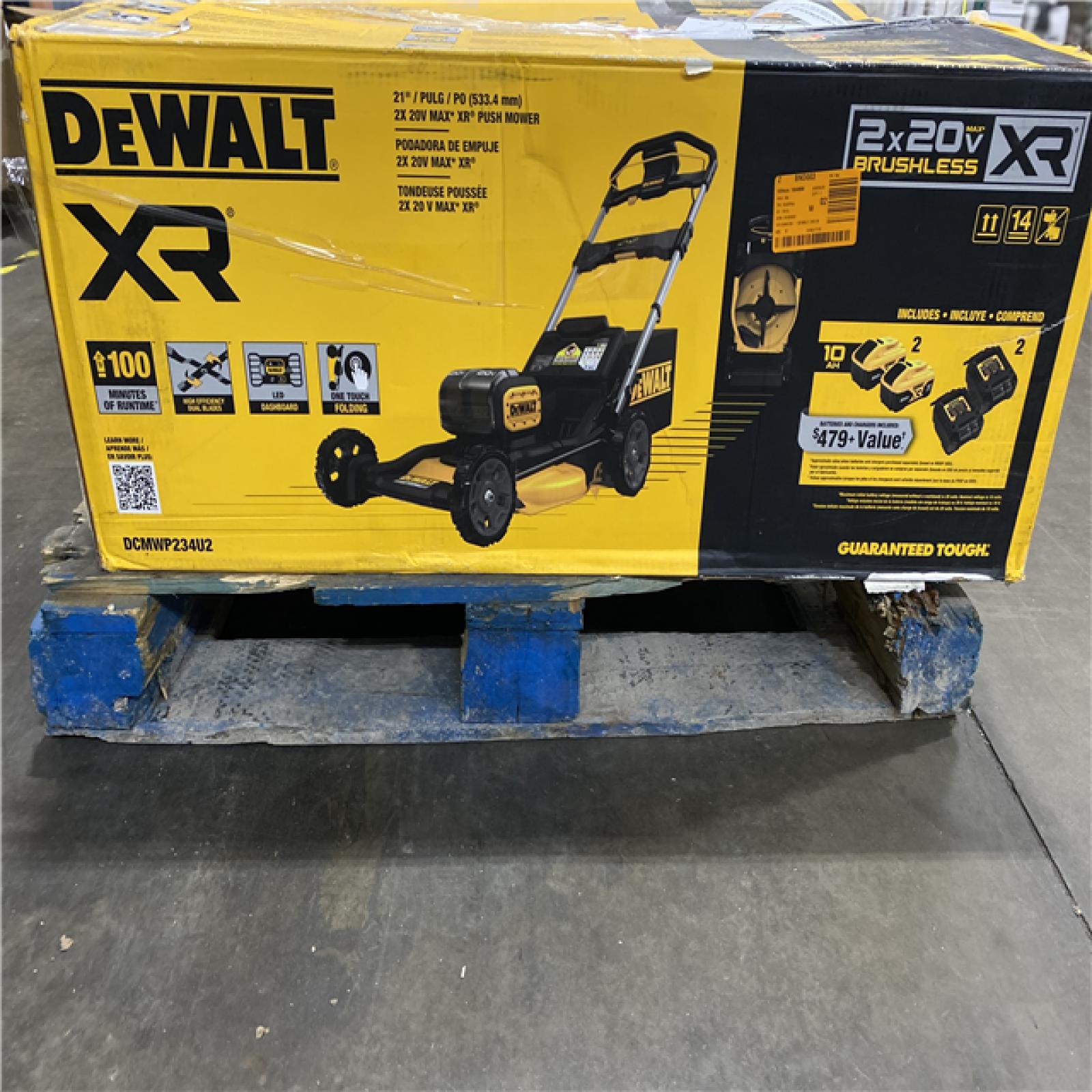 As-Is- DEWALT-2x20V MAX 21 in. Cordless Battery Powered Push Lawn Mower Kit with (2) 10 Ah Batteries and Chargers