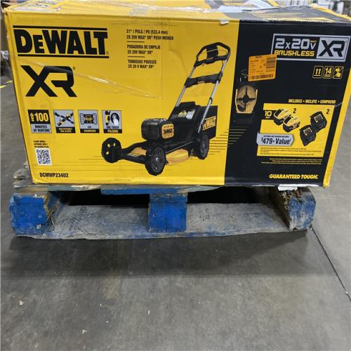 As-Is- DEWALT-2x20V MAX 21 in. Cordless Battery Powered Push Lawn Mower Kit with (2) 10 Ah Batteries and Chargers
