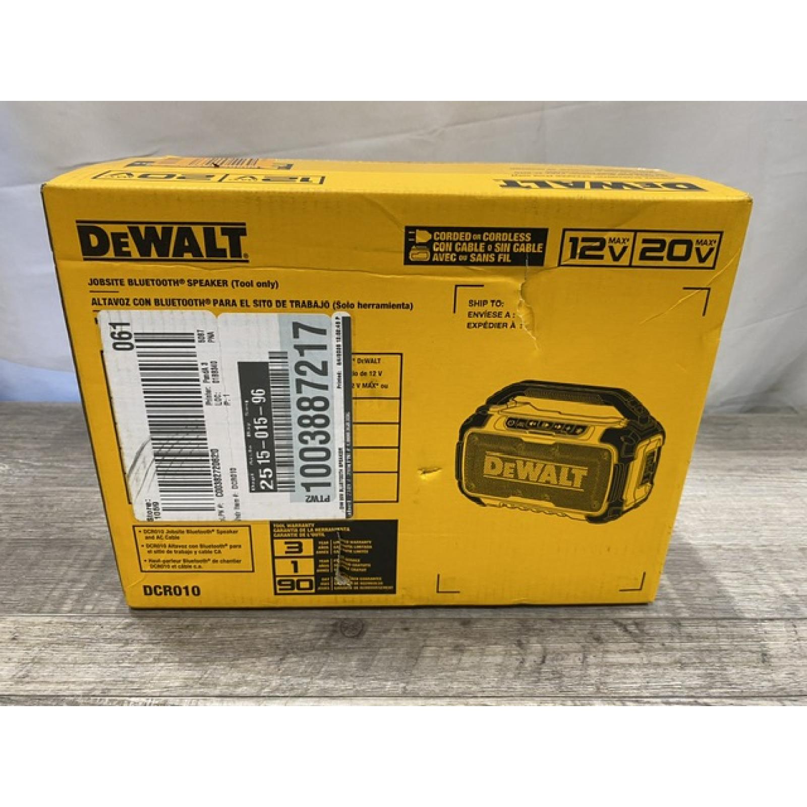 NEW - DEWALT 20V MAX Cordless Bluetooth Speaker (Tool Only)