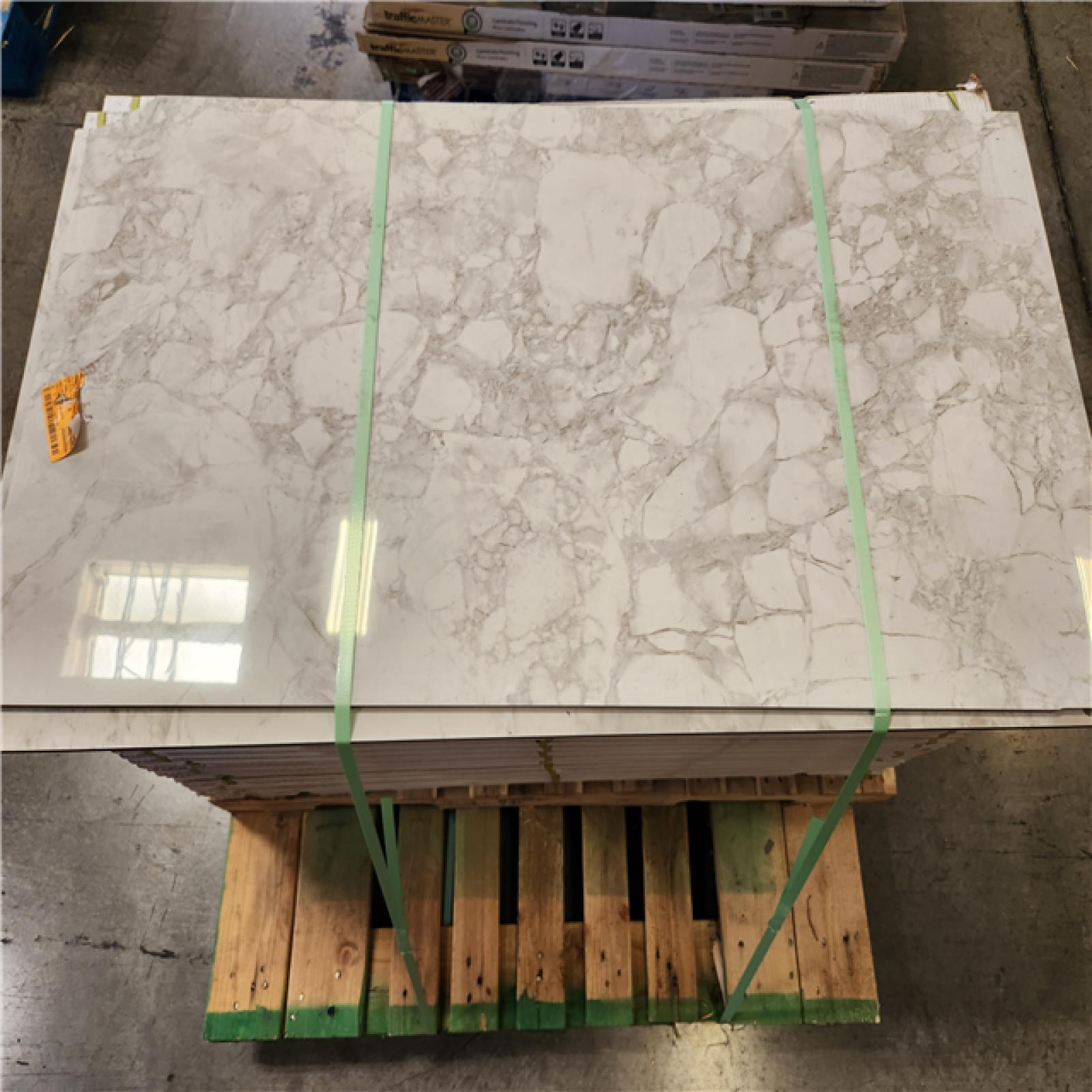 Phoenix Location AS-IS Santa Loma Snowfall 24 in. x 48 in. Polished Porcelain Stone Look Floor and Wall Tile (372 sq. ft./24 case)