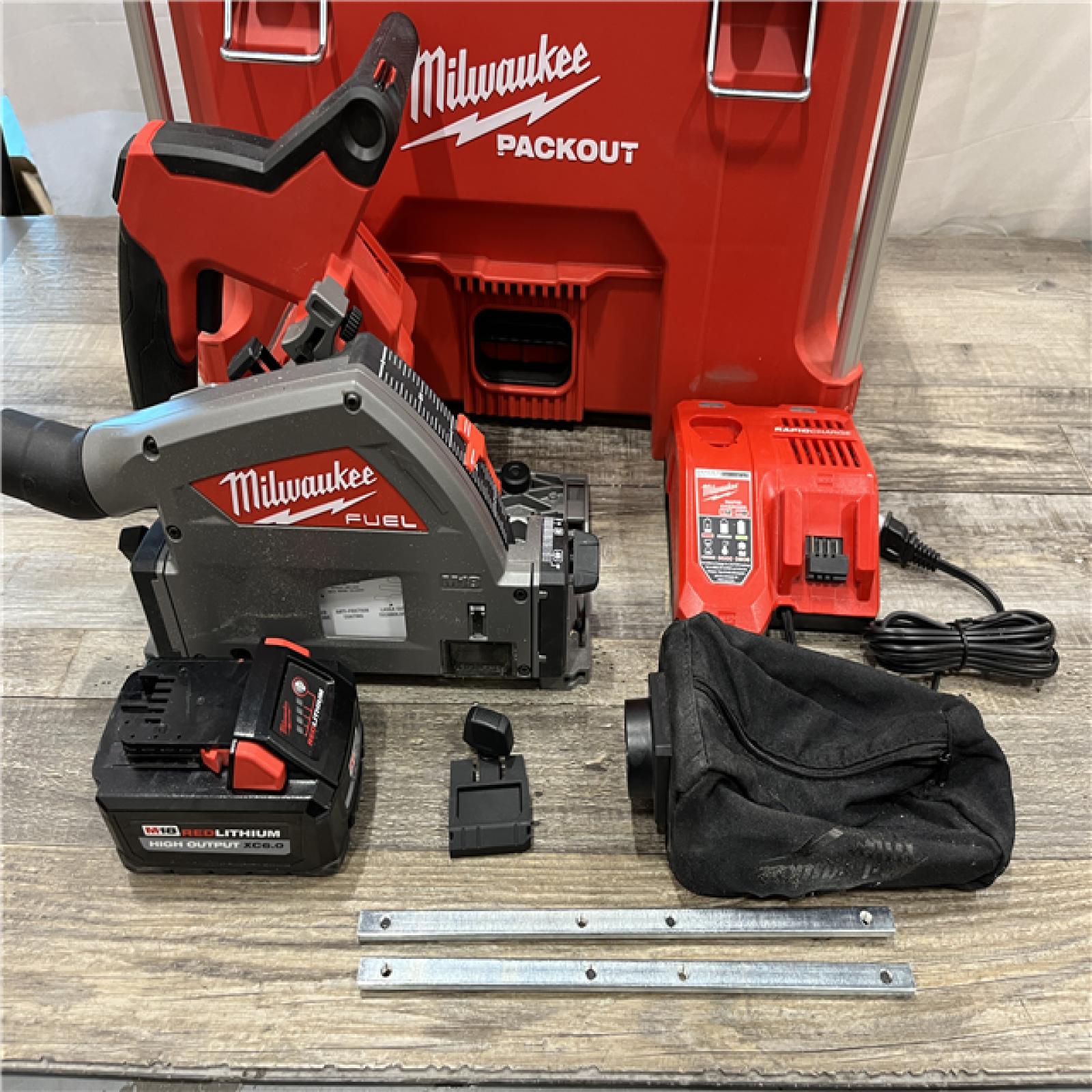 AS-IS Milwaukee FUEL 18V Lithium-Ion Brushless Cordless 6-1/2 in. Plunge Track Saw PACKOUT Kit