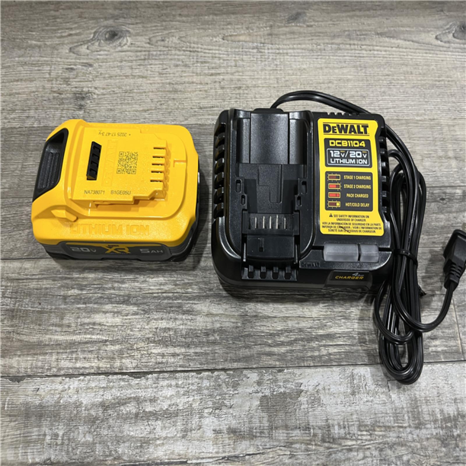 AS-IS DEWALT 20V MAX XR POWERSTACK Lithium-Ion Battery Starter Kit with 5.0Ah Battery and Charger