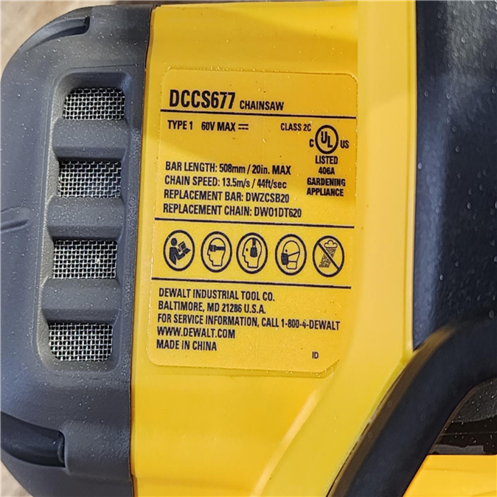 HOUSTON LOCATION - AS-IS DEWALT FLEXVOLT 60V MAX 20 in. Brushless Cordless Battery Powered Chainsaw and Carry Case (Tool and Case Only)