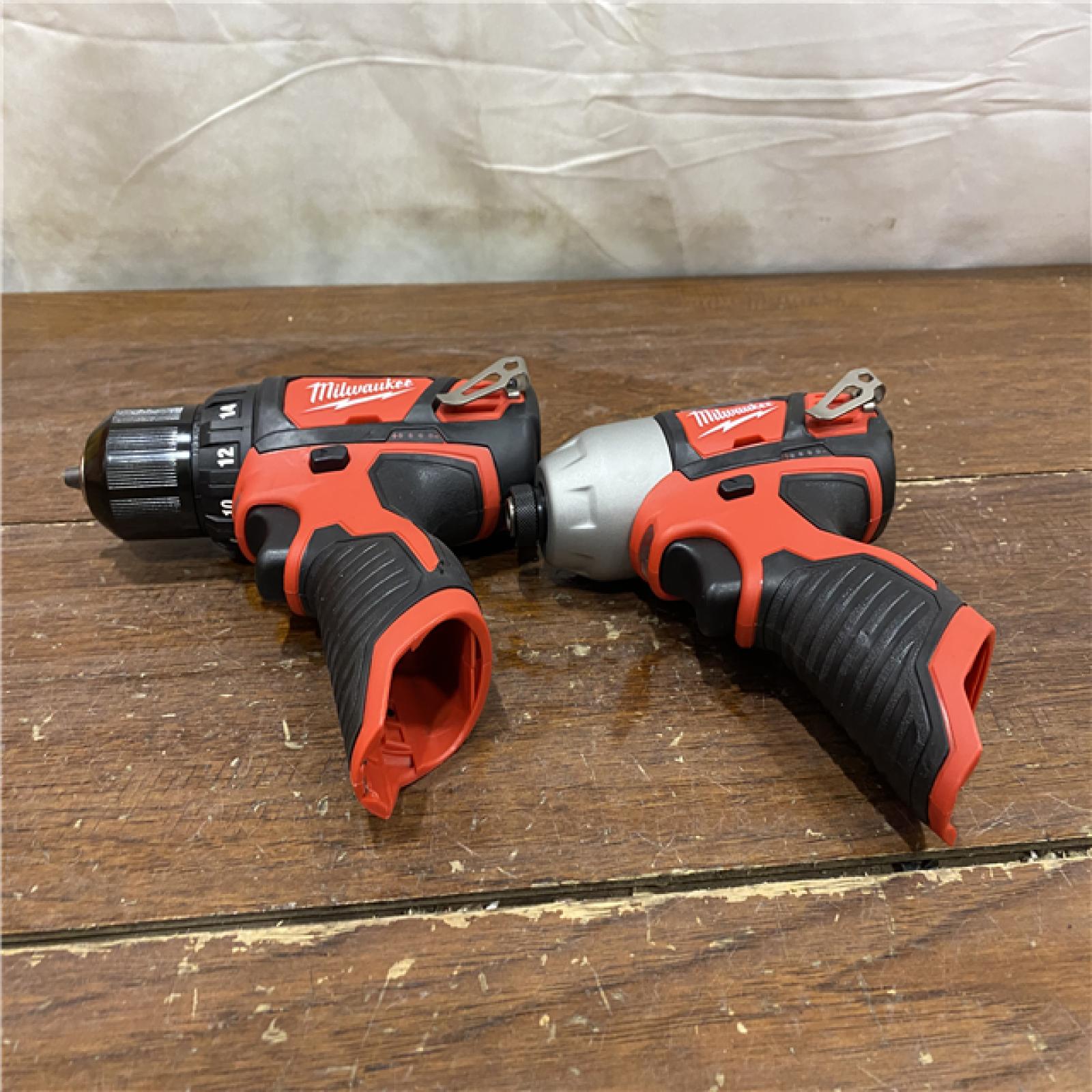 AS-IS  Milwaukee M12 12V Lithium-Ion Cordless Drill Driver/Impact Driver Combo Kit with Two 1.5Ah Batteries, Charger and Bag (2-Tool)
