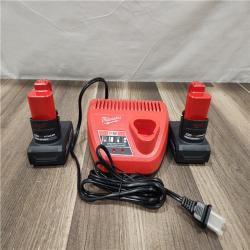 AS-IS- Milwaukee M12 12V Lithium-Ion XC High Output 5.0 Ah Battery Pack (2-Pack) Starter Kit with Charger