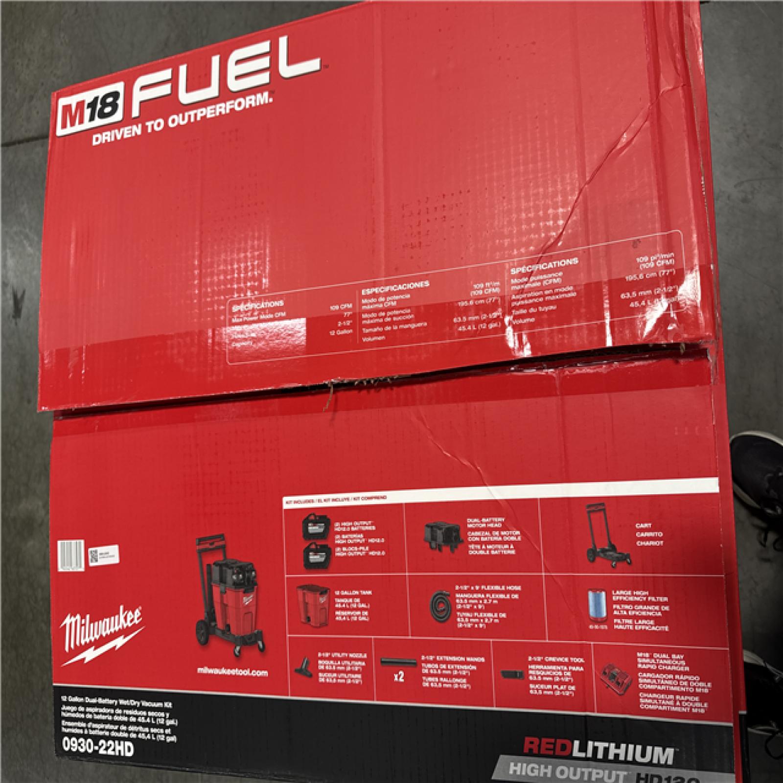 California NEW Milwaukee 12 Gallon Dual-Battery Wet/Dry Vacuum Kit, includes (2) Batteries & Charger