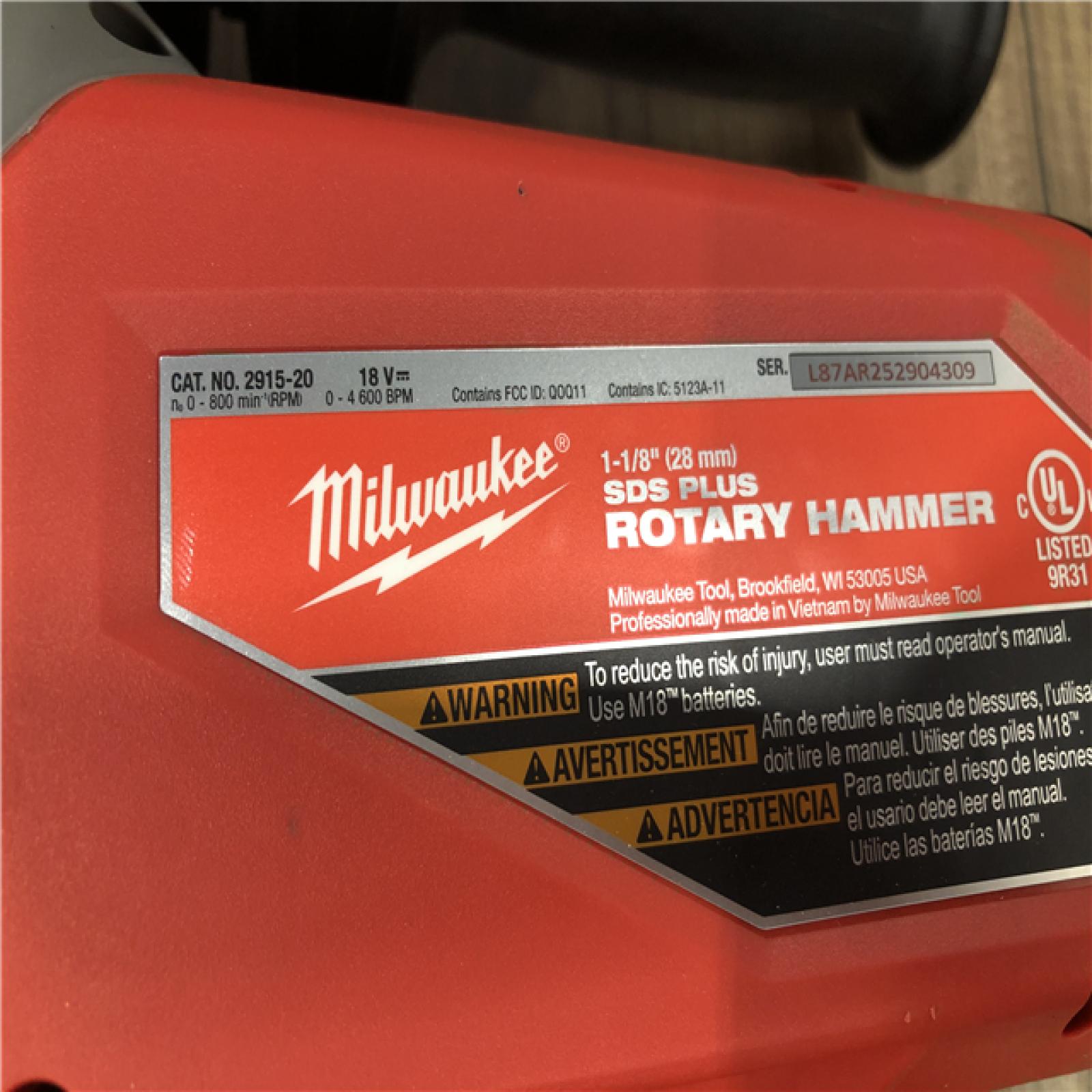 AS-IS Milwaukee FUEL 18V Lithium-Ion Brushless Cordless SDS-Plus 1-1/8 in. Rotary Hammer Drill (Tool-Only)