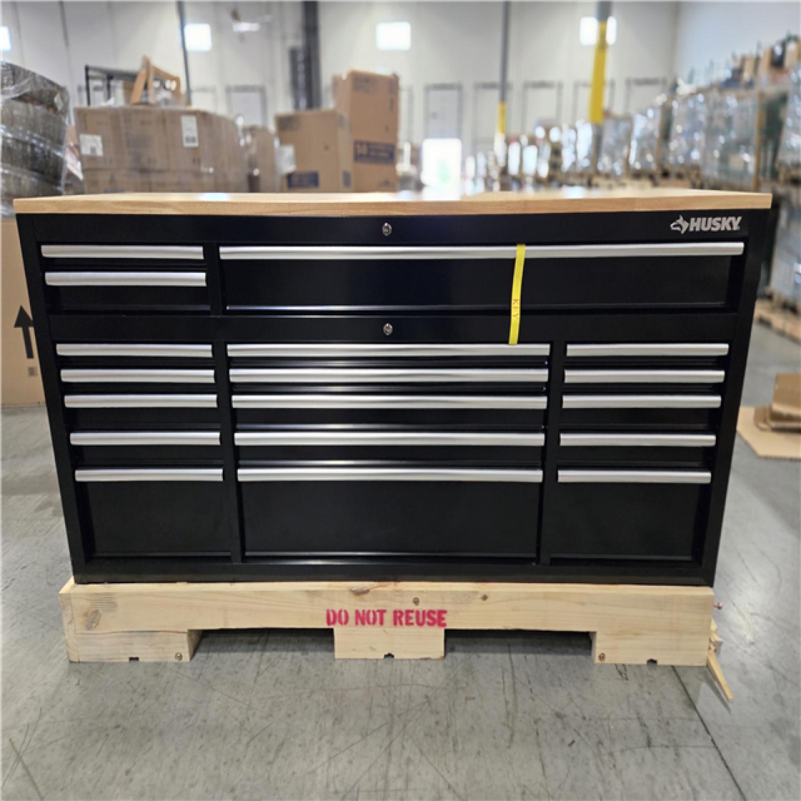 DALLAS LOCATION- Husky Tool Storage 72 in. W Standard Duty Gloss Black Mobile Workbench Tool Chest