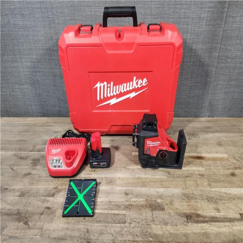 HOUSTON LOCATION - AS-IS Milwaukee-3632-21 M12 Green Beam Laser 360° 3-Plane Kit