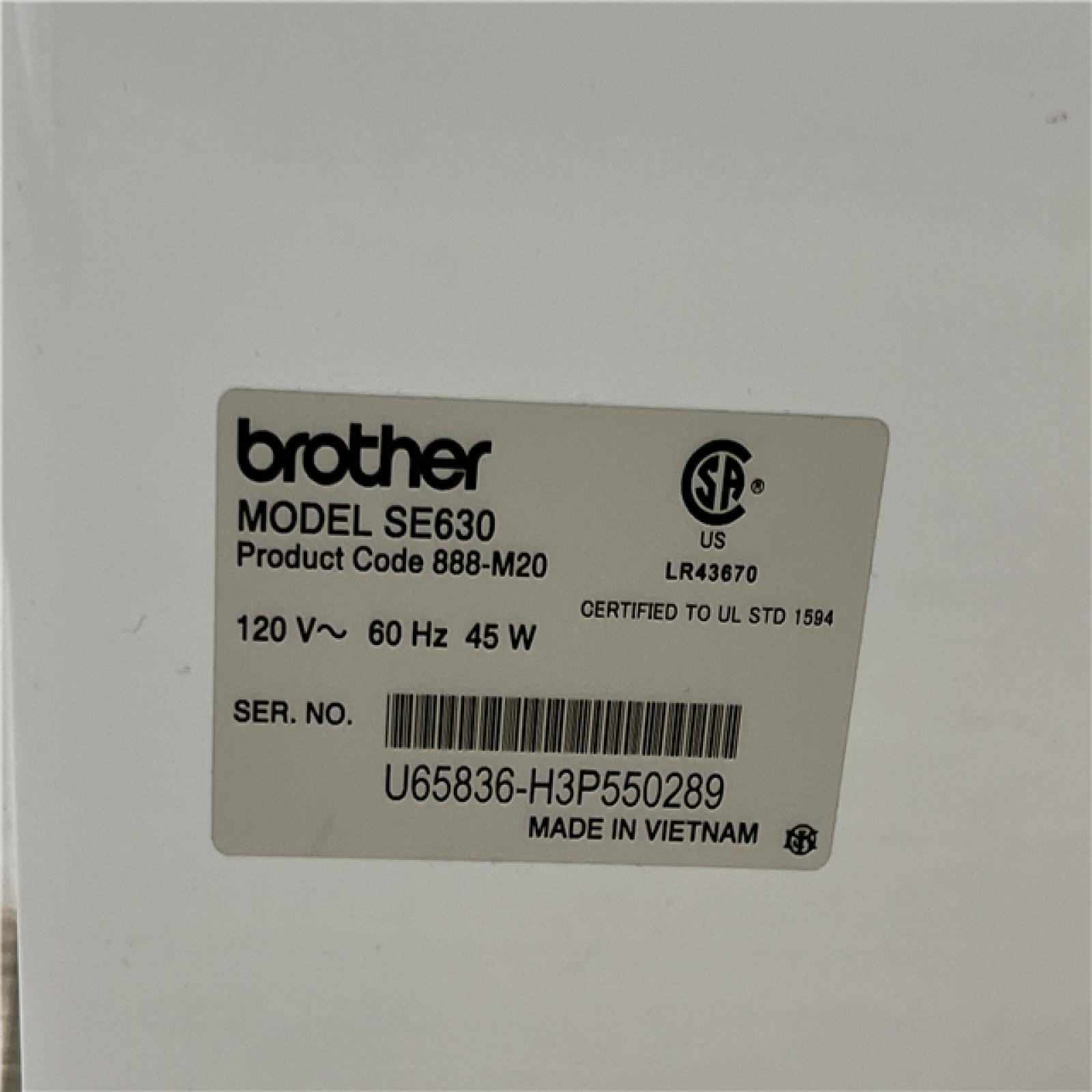 AS-IS Brother Se630 Embroidery Sewing Machine