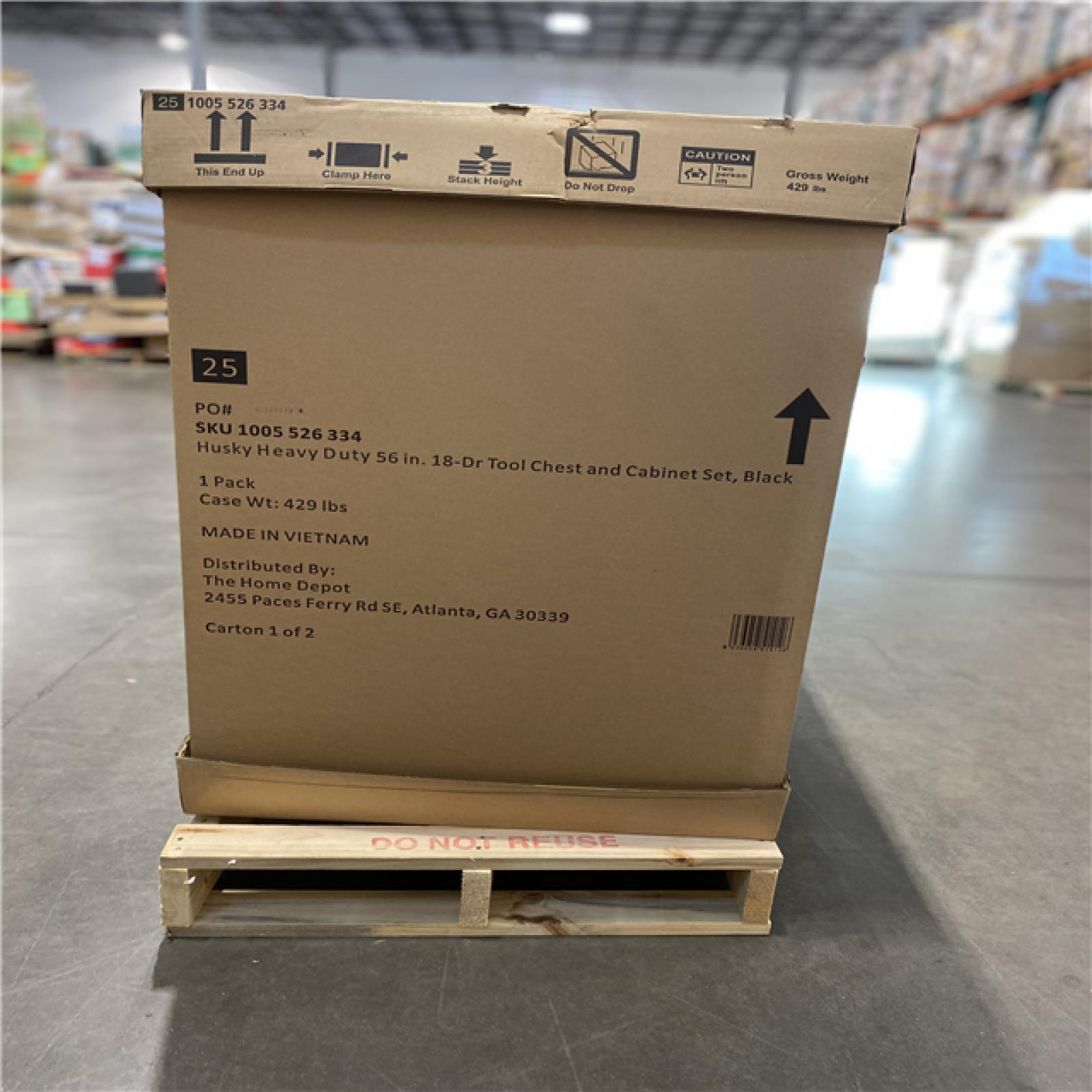 DALLAS LOCATION - Husky 56 in. W x 22 in. D Heavy Duty 23-Drawer Combination Rolling Tool Chest and Top Tool Cabinet in Matte Black (Bottom Piece Only)