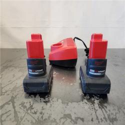 AS-IS- Milwaukee 12V Lithium-Ion XC High Output 5.0 Ah Battery Pack (2-Pack) Starter Kit with Charger