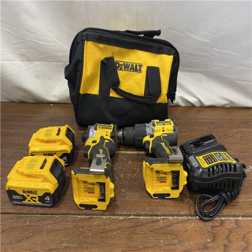 AS-IS DEWALT 20V MAX XR Hammer Drill and ATOMIC Impact Driver 2 Tool Cordless Combo Kit with (2) 4.0Ah Batteries, Charger, and Bag