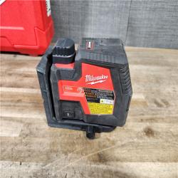 HOUSTON LOCATION - AS-IS Milwaukee 100 ft. REDLITHIUM Lithium-Ion USB Green Rechargeable Cross Line Laser Level with Charger and Alignment Target
