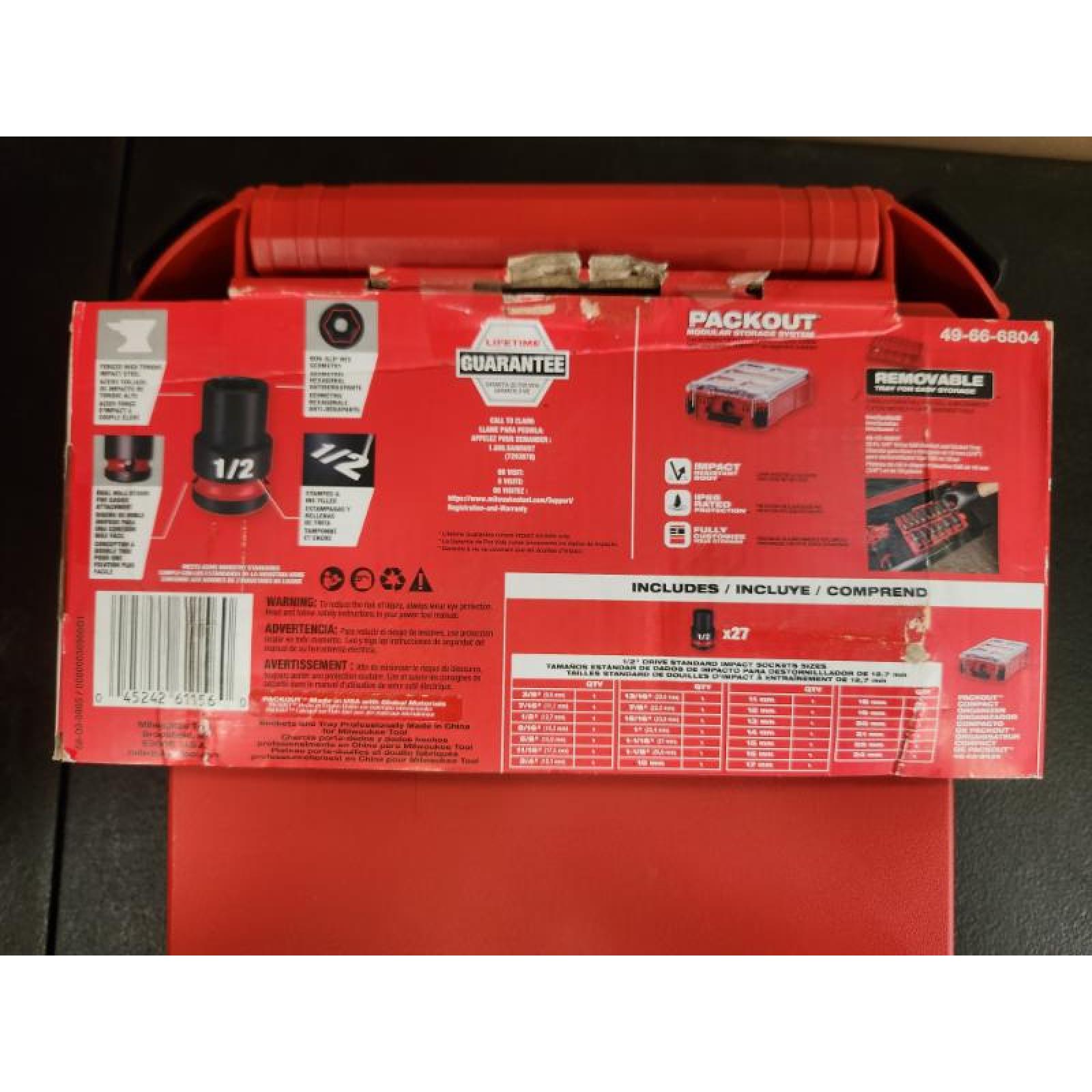 Phoenix NEW Milwaukee SHOCKWAVE Impact-Duty 1/2 in. Drive Metric and SAE Standard Impact PACKOUT Socket Set (27-Piece)