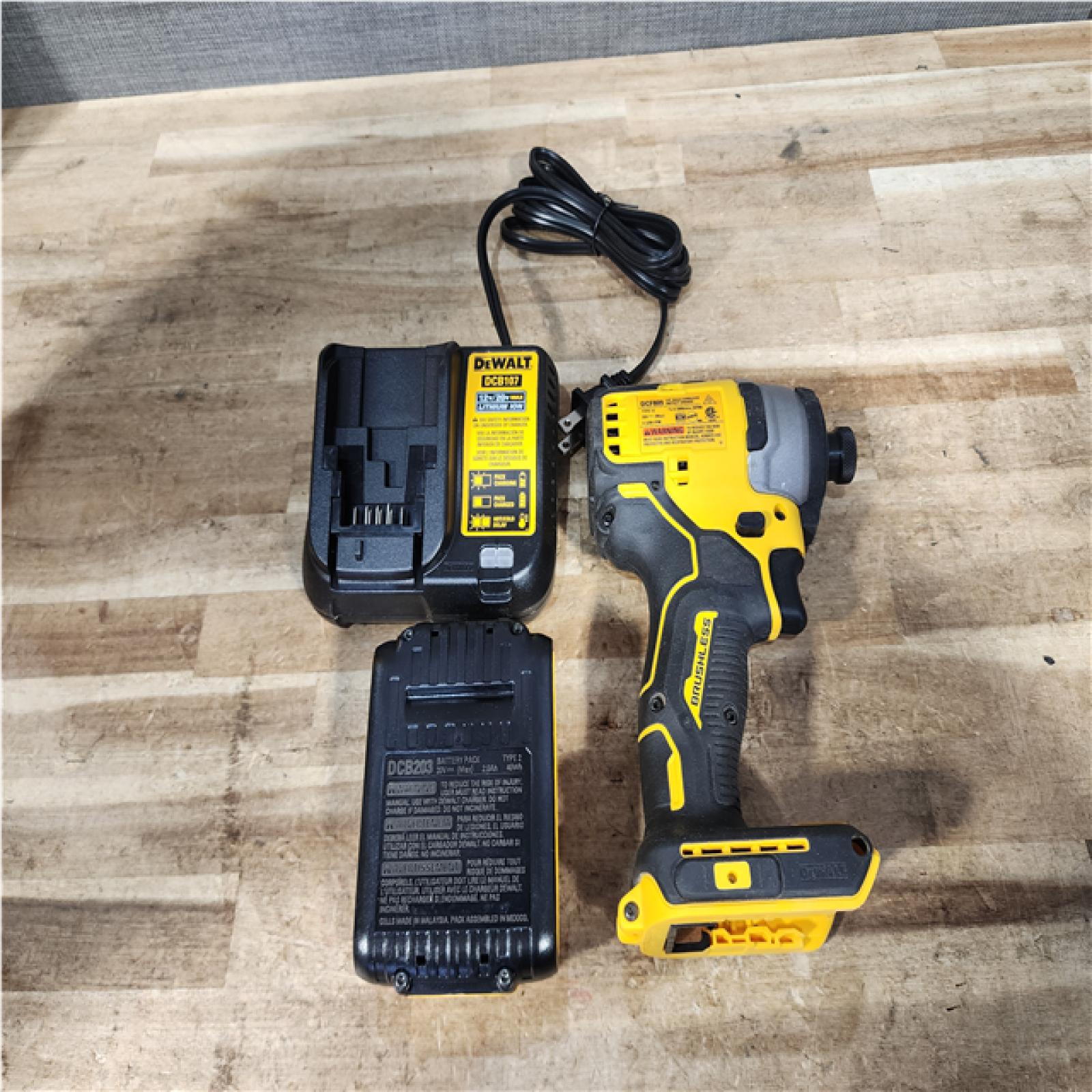 Houston Location AS-IS DEWALT Atomic 20V Max Lithium-Ion Brushless Cordless Compact 1/4 in. Impact Driver Kit