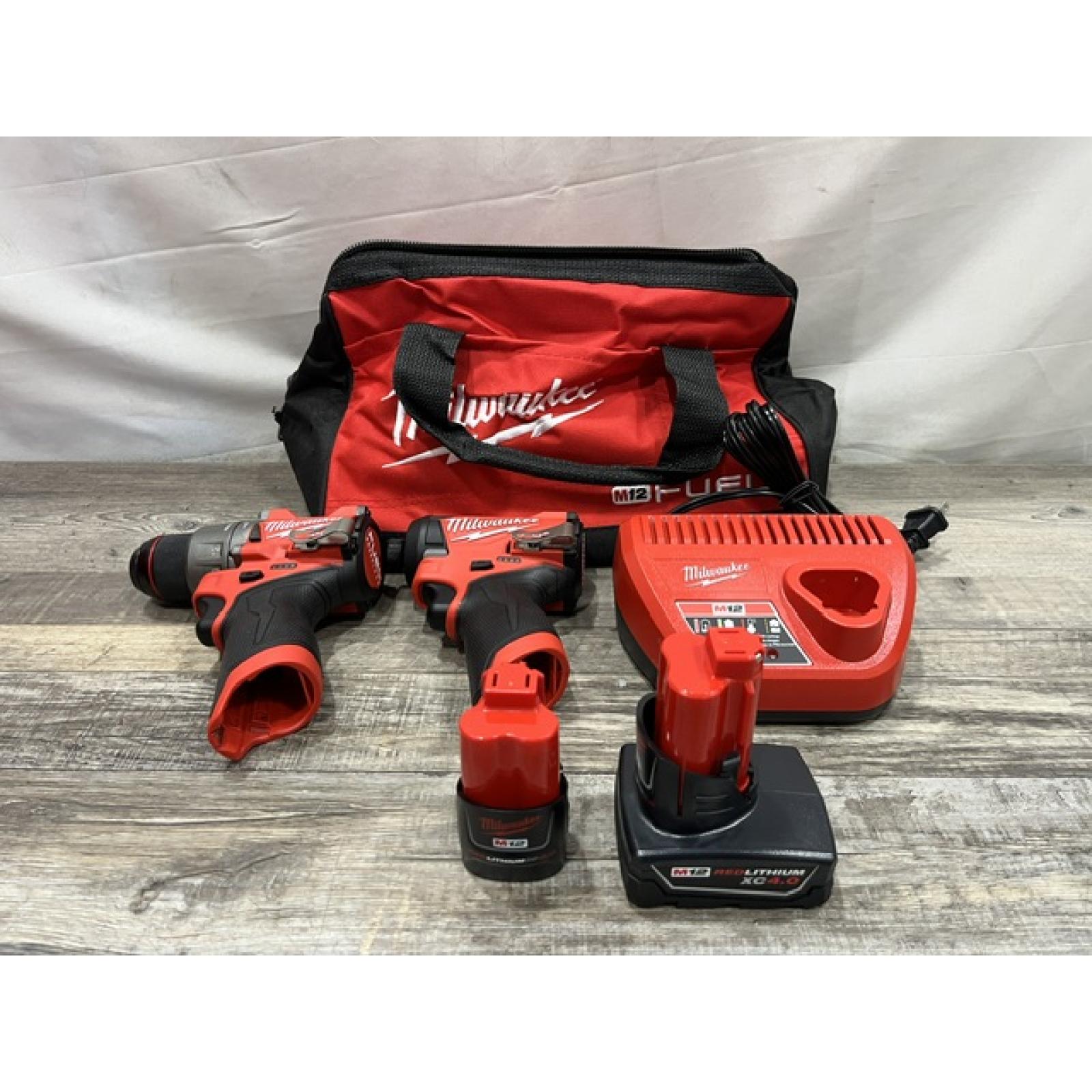 AS-IS Milwaukee FUEL 12-Volt Lithium-Ion Brushless Cordless Hammer Drill and Impact Driver Combo Kit