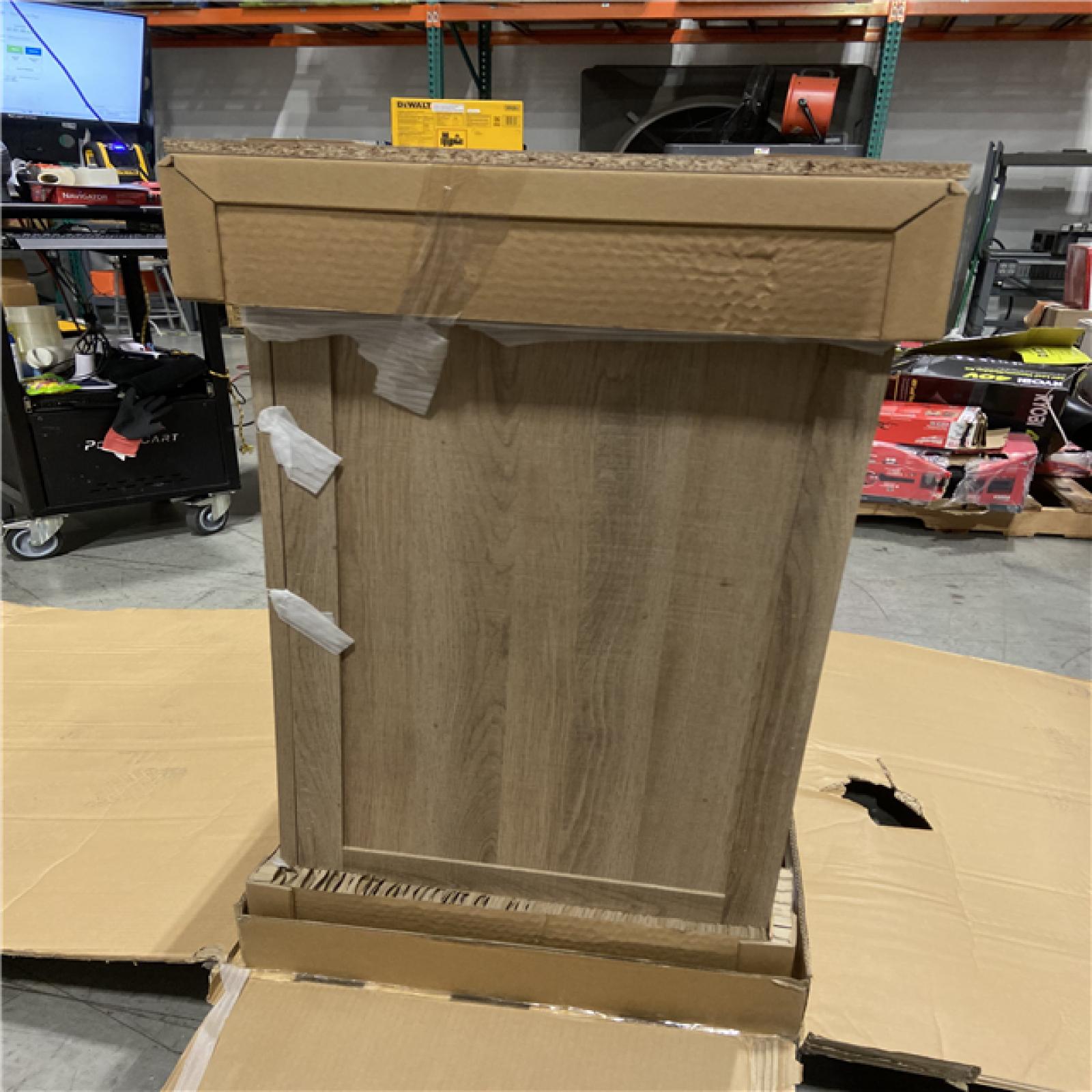 DALLAS LOCATION - Glacier Bay Tobana 42 in. Single Sink Weathered Tan Bath Vanity with White Engineered Marble Top (Assembled)