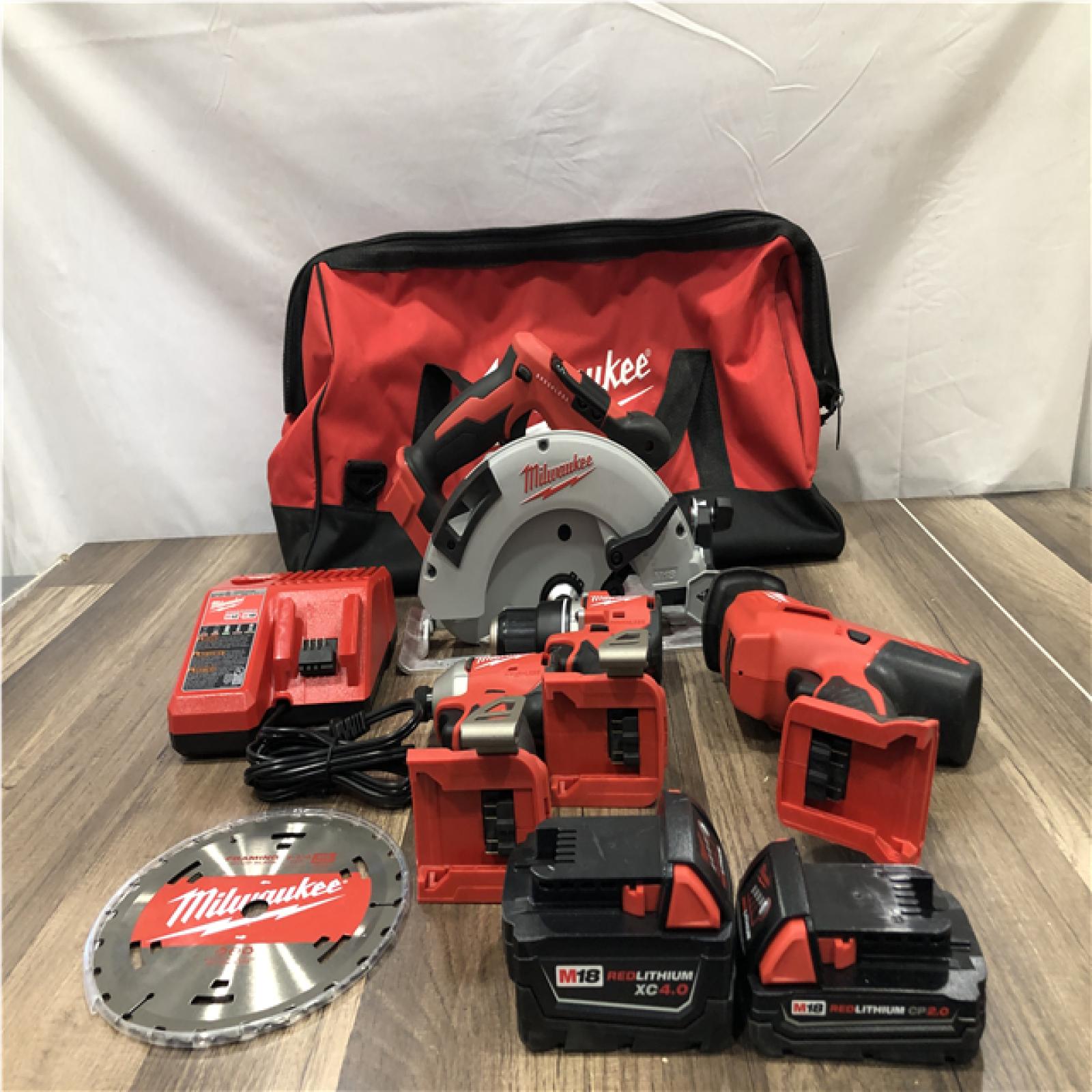 AS-IS Milwaukee 18-Volt Lithium-Ion Brushless Cordless (4-Tool) Combo Kit