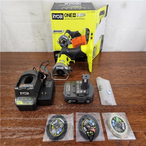 AS-IS RYOBI 18V ONE+ HP Bruhsless Cordless Compact 3-inch Cut-Off Tool Kit