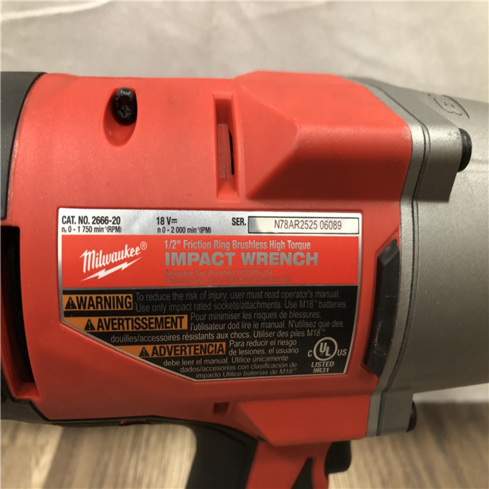 AS-IS Milwaukee 18-Volt Lithium-Ion Brushless 1/2 in. High Torque Impact Wrench with Friction Ring (Tool-Only)
