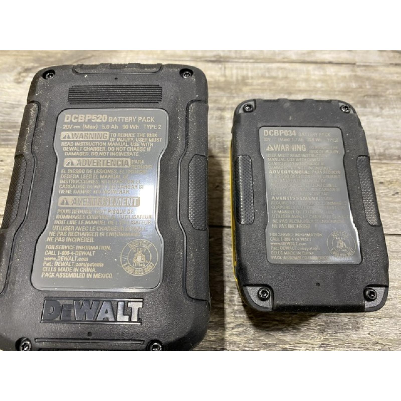 AS-IS DEWALT 20V MAX XR POWERSTACK Lithium-Ion Battery Starter Kit with 5.0Ah and 1.7Ah Batteries and Charger