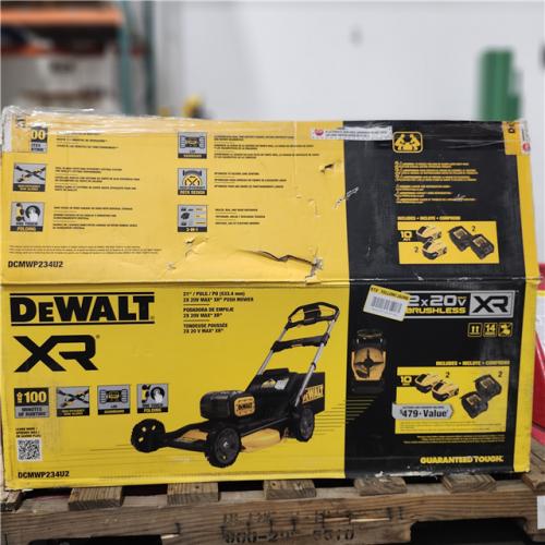 As-Is- DEWALT 2x20V MAX 21 in. Cordless Battery Powered Push Lawn Mower Kit with (2) 10 Ah Batteries and Chargers