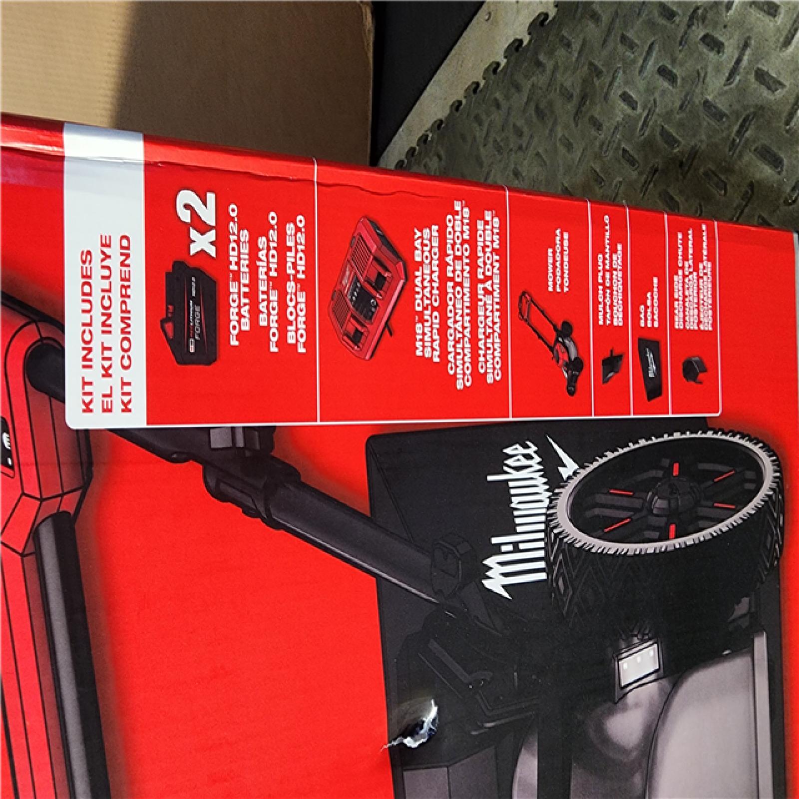 HOUSTON LOCATION - AS-IS (NEW) Milwaukee M18 FUEL Brushless Cordless 21 in. Walk Behind Dual Battery Self-Propelled Mower Kit W/ (2) FORGE HD12.0 BATTERY & RAPID CHARGER