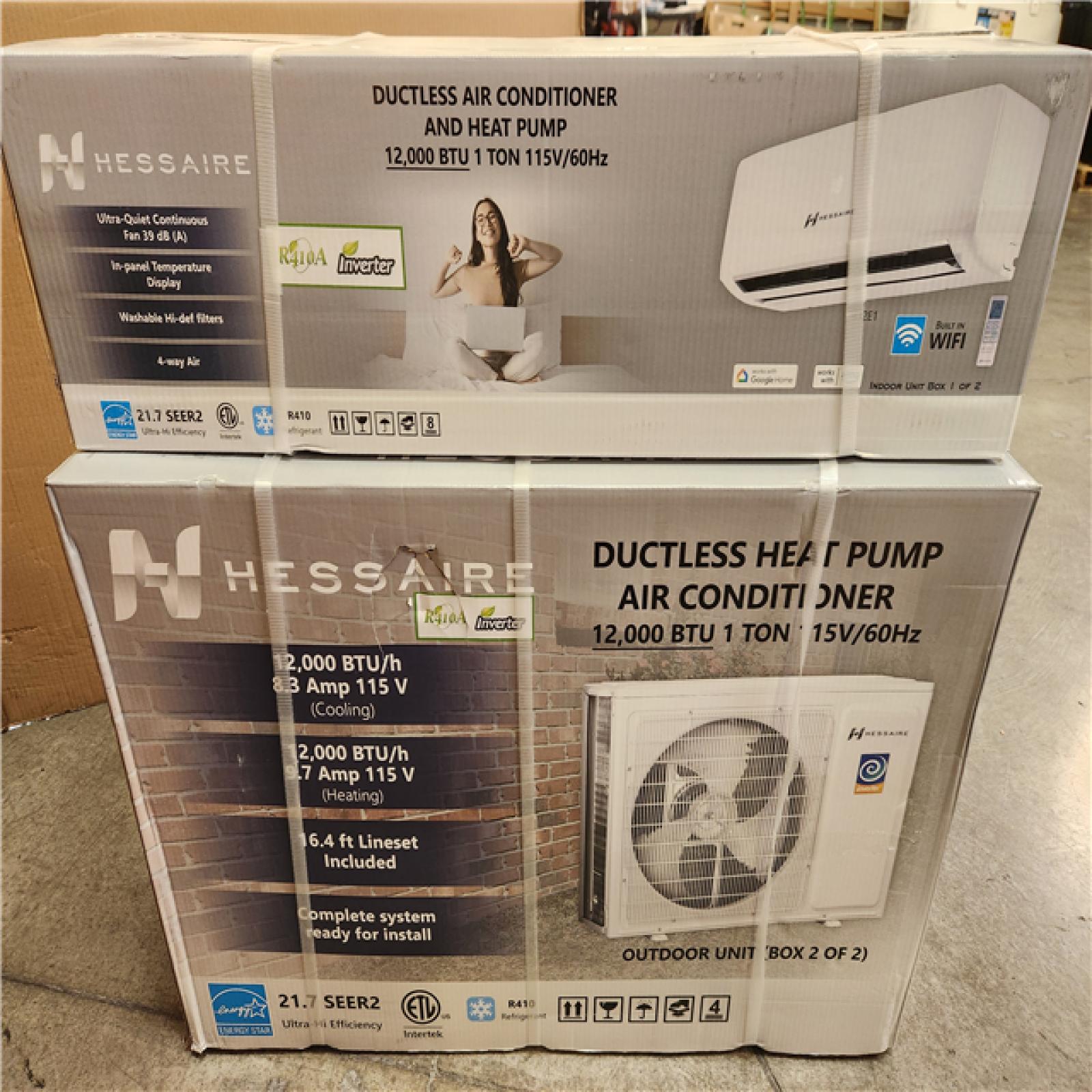 Phoenix NEW Hessaire DIY 22 SEER2 12 000 BTU Wi-Fi 1-Ton Ductless Mini Split Air Conditioner and Heat Pump Variable Speed Inverter-115-Volt (SEALED)