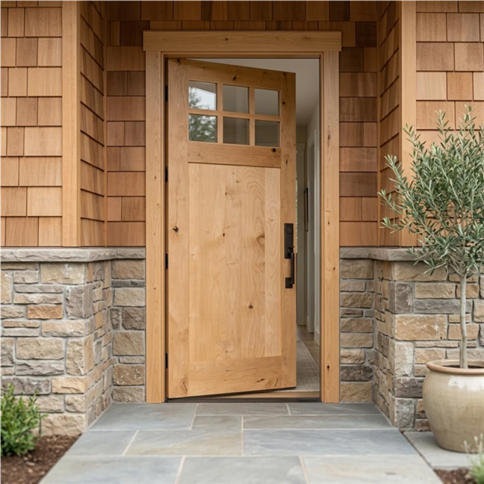 Phoenix NEW Craftsman Knotty Alder 6 Lite Clear Glass Exterior Door